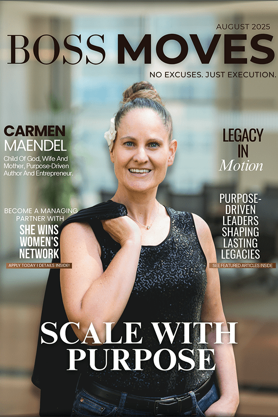 Empowering businesswoman on magazine cover